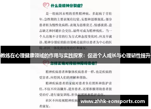 教练在心理健康领域的作用与实践探索：促进个人成长与心理韧性提升